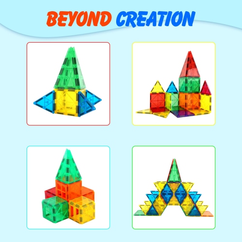 Gemmicc Magnetic Tiles, Deluxe 136 PCS Building Blocks Magnet Toys for Kids,3D Magnet Puzzles Stacking Blocks for Boys G