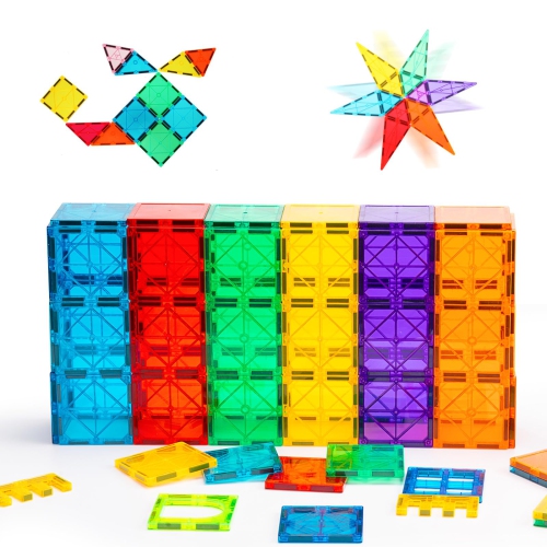 Gemmicc Magnetic Tiles, Deluxe 136 PCS Building Blocks Magnet Toys for Kids,3D Magnet Puzzles Stacking Blocks for Boys G