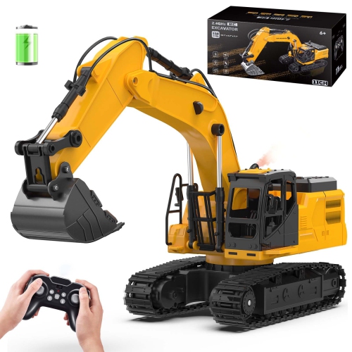 NOKA  Remote Control Excavator Toys for Boys, [2025 Upgraded] 1:18 Scale Rc Excavator With Metal Shovel, 11-Channel Const