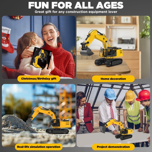 NOKA Remote Control Excavator Toys for Boys, [2025 Upgraded] 1:18 Scale RC Excavator with Metal Shovel, 11-Channel Const