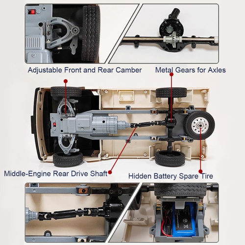 WPL D12 RC Car 1/10 RC Drift Car RTR Remote Control Car, Kei Truck Crawler Off Road Drifting 2.4G with Proportional Thro