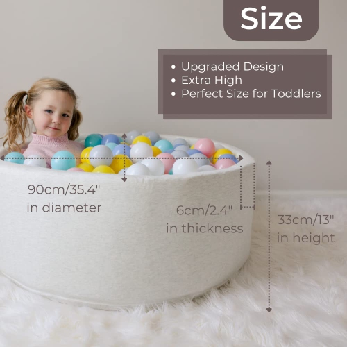 Wonder Space Deluxe Kids Round Ball Pit, Premium Handmade Kiddie Balls Pool, Soft Indoor Outdoor Nursery Baby Playpen, I