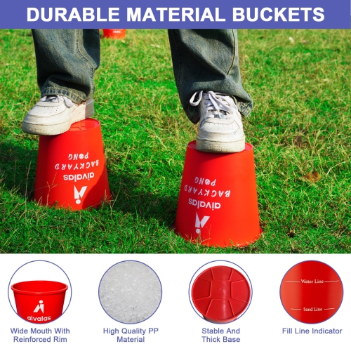 Aivalas Yard Pong Outdoor/Indoor Games Set, Giant Yard Pong Game for Adults and Family with 12 Buckets, 4 Balls and a Ca