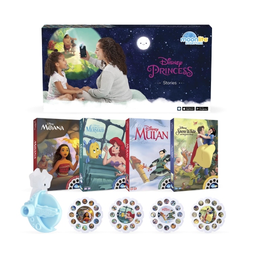Moonlite Mini Projector with 4 Disney Princess Stories Edition - Read Together - 4 Digital Stories with Light Projector