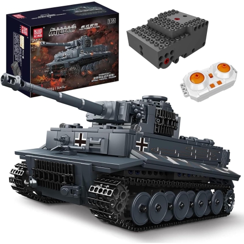MOULD KING  Tiger Tank Building Blocks Toy, Remote Control Military Vehicle Model Construction Block Kits, Adult Collecti