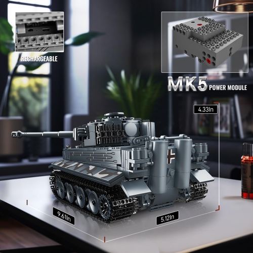 Mould King Tiger Tank Building Blocks Toy, Remote Control Military Vehicle Model Construction Block Kits, Adult Collecti
