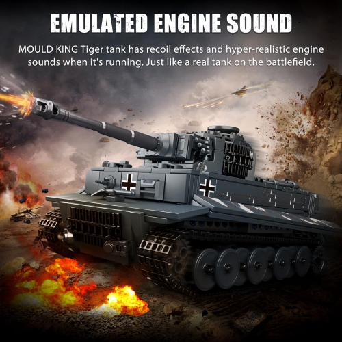 Mould King Tiger Tank Building Blocks Toy, Remote Control Military Vehicle Model Construction Block Kits, Adult Collecti