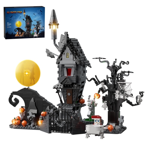 VONADO  Horror Haunted House Building Blocks Set, Compatible With Lego, Creative Christmas Halloween Birthday Toy Kit Gift for Boy