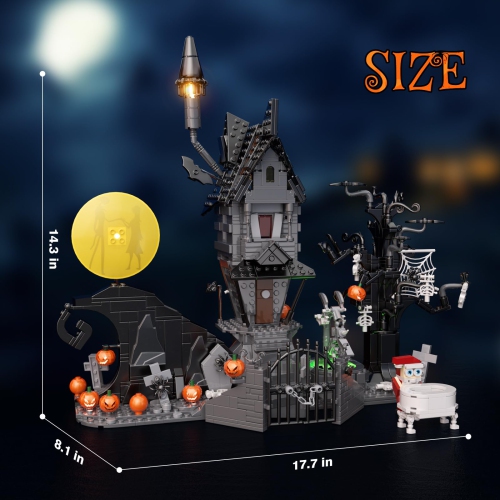 Horror Haunted House Building Blocks Set,Compatible with Lego,Creative Christmas Halloween Birthday Toy Kit Gift for Boy