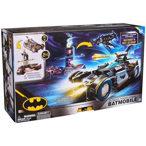 Batman, Ultimate Transforming Batmobile Playset, 2-in-1 Playset with Exclusive Figure and Glider, Lights, Sounds, Kids T