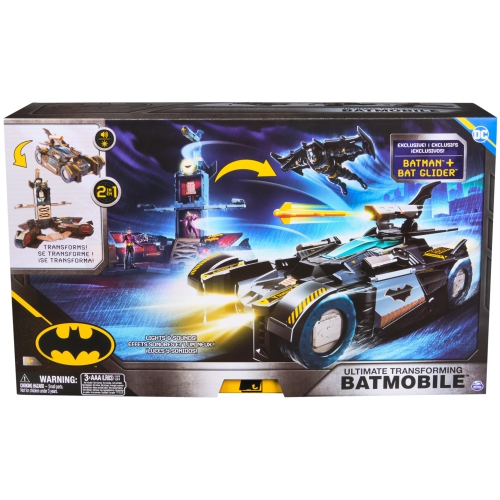 Batman, Ultimate Transforming Batmobile Playset, 2-in-1 Playset with Exclusive Figure and Glider, Lights, Sounds, Kids T