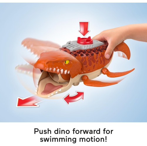 Fisher-Price Imaginext Jurassic World Rebirth Aquachomp Chase Mosasaurus 18-inch Dinosaur Toy with 3-inch Action Figure,