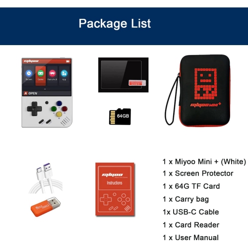 Console de jeu portative Mini Plus de Miyoo avec étui de rangement dédié Consoles de jeux vidéo rétro portatives de 3,5&nbsp;po intégrées