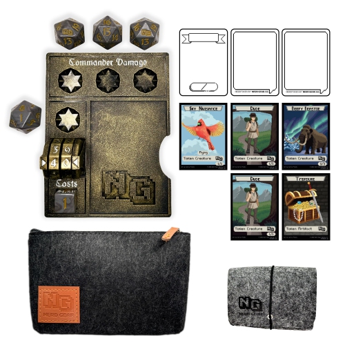 Nerd Gear Commander Essentials Kit, Ultimate Gift for MTG Commander EDH, Command Zone Tray, LifeTrax Counter, Spin Down