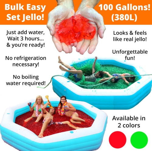 Bulk RED Jelly Wrestling Supply. Jello Crystals. Makes 380L Easy Set Mix. Fill a pool or pit. Great for fun run obstacle