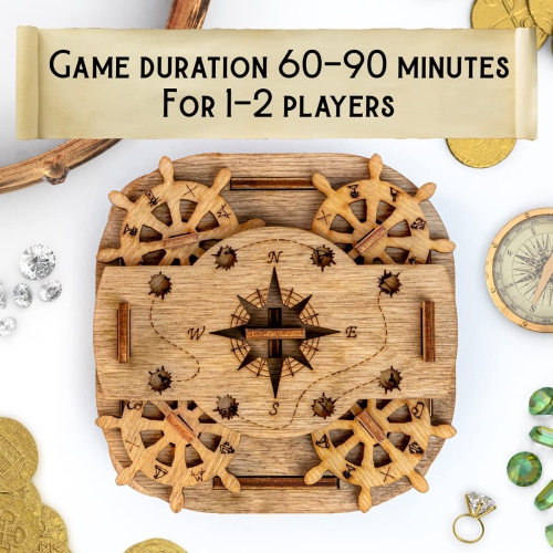 iDventure Cluebox Escape Room in a Box - Davy Jones Locker - Smart Wooden Puzzle Game - Unique Escape Box for Adults - B