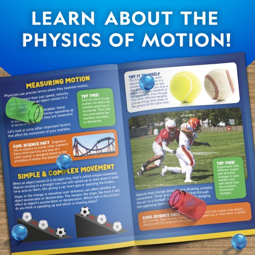 La piste de billes avec ascenseur motorisé de National Geographic - 150 pièces de labyrinthe marbré avec levage en spirale motorisé, 30 marbre