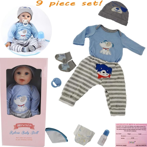 ZIYIUI Realistic Baby Dolls Soft Vinyl Silicone Newborn Reborn Dolls 22 inch 55cm Look Real Reborn Baby Boy Dolls Handma