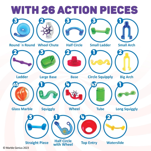 Marble Genius Marble Run Super Set - 150 Complete Pieces, Marble R