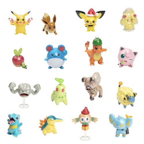 Calendrier de l'Avent des Fêtes Pokémon 2023 pour enfants, coffret-cadeau de 24 pièces - L'ensemble comprend Pikachu, Évoli, Jigglypuff et plus encore