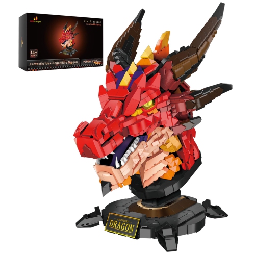 JMBricklayer Dragon Building Sets for Adults 70105, Cool Animals Model Kit Dragon Head Building Blocks Toys, Dragon Toy