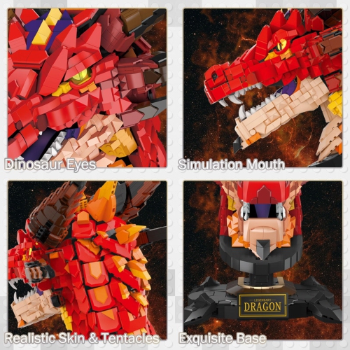 JMBricklayer Dragon Building Sets for Adults 70105, Cool Animals Model Kit Dragon Head Building Blocks Toys, Dragon Toy
