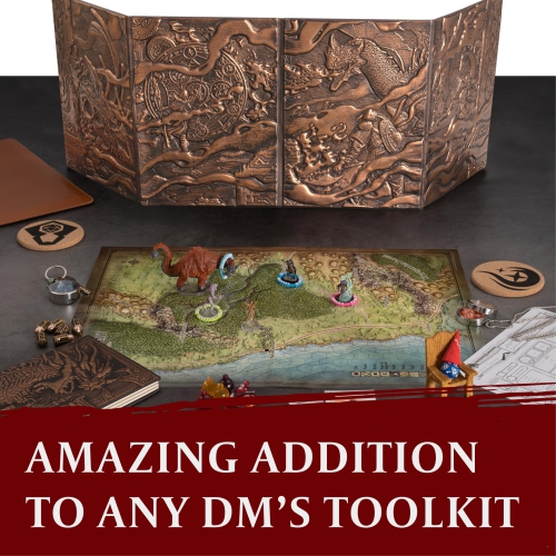 DND DM Screen 5e - D&D Dungeon Master Screen 3D en similicuir avec pièces personnalisables - Dungeons and Dragons GM/Game