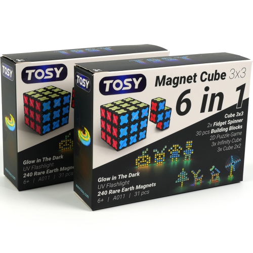 TOSY Magnet Cube 3x3-240 Magnets, 30 Blocks, 7 in 1: Puzzle Cube Game, Creative Building Blocks, Transformable Fidget Sp