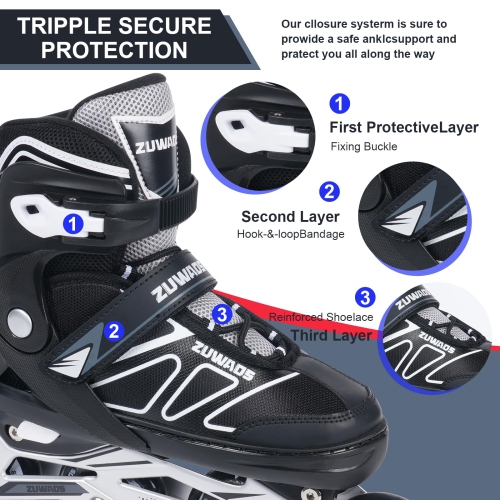 Zuwaos Inline Skates for Kids and Girls, Roller Skates with Featuring All Illuminating Wheels, for Girls and Boys, Men a