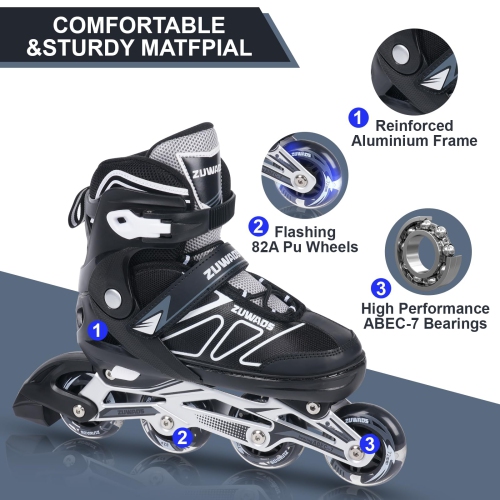 Zuwaos Inline Skates for Kids and Girls, Roller Skates with Featuring All Illuminating Wheels, for Girls and Boys, Men a
