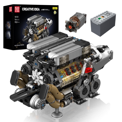 MOULD KING  10131 V8 Engines Building Blocks Sets, W16 Tight-Fitted Combined Block Kit Technology Contains Engine And Batt