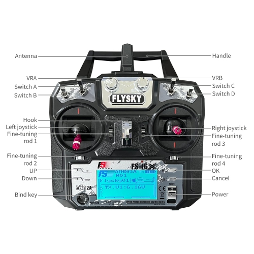 HAWK'S WORK FS-i6X 10 Ch Transmitter, 2.4GHz RC Controller with FS-iA6B Receiver for Drone Multirotor Airplane Helicopte
