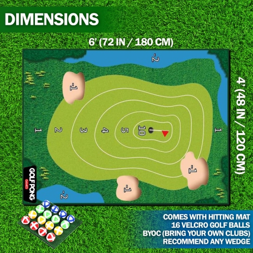 Full Swing Sports - Chip Off Challenge Chip and Stick Game - Battle Royale Golf Game with 6'x4' Premium Golf Chipping Ma
