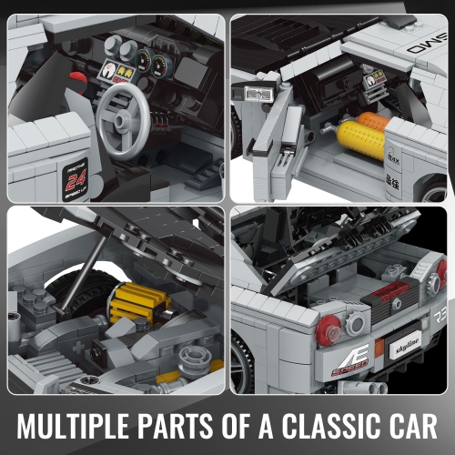 Mould King 10113 Super Car Building Set, The MOC Skyline R34 Racing Car Building Block, Assembly STEM Disp