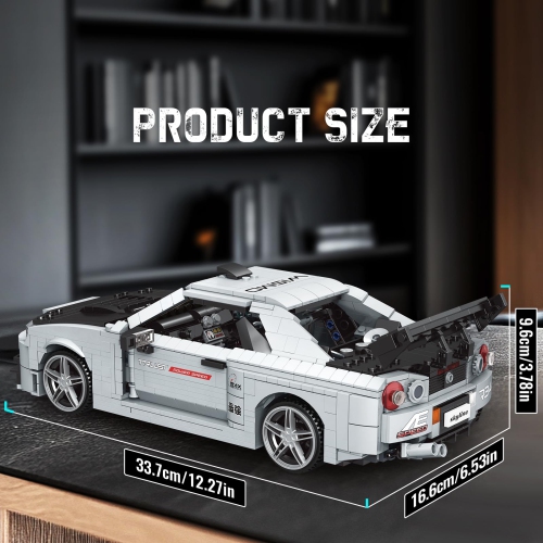 Mould King 10113 Super Car Building Set, The MOC Skyline R34 Racing Car Building Block, Assembly STEM Disp