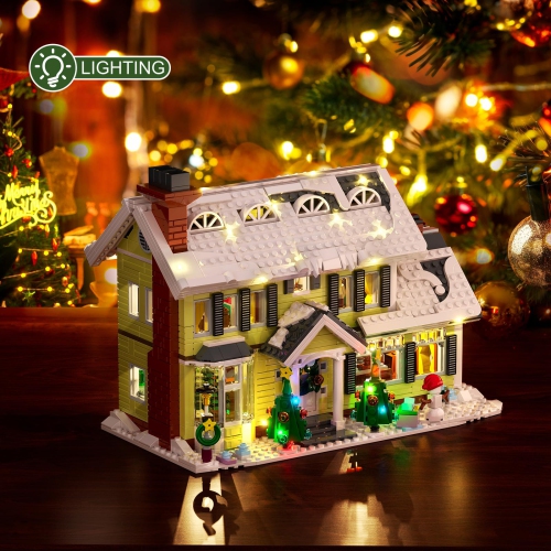 Christmas Holiday House Building Set,LED DIY Christmas Holiday Snow Village,Christmas House,Compatible with Lego,Gifts f