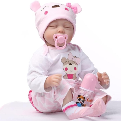 ZIYIUI Realistic Reborn Baby Doll 22 inch 55cm Soft Silicone Vinyl Doll Real Life Lifelike Eyes Closed Reborn Toddler Gi