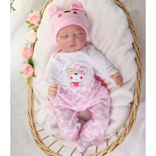ZIYIUI Realistic Reborn Baby Doll 22 inch 55cm Soft Silicone Vinyl Doll Real Life Lifelike Eyes Closed Reborn Toddler Gi