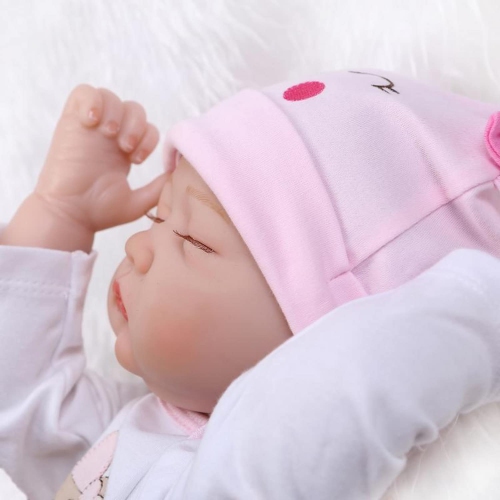 ZIYIUI Realistic Reborn Baby Doll 22 inch 55cm Soft Silicone Vinyl Doll Real Life Lifelike Eyes Closed Reborn Toddler Gi