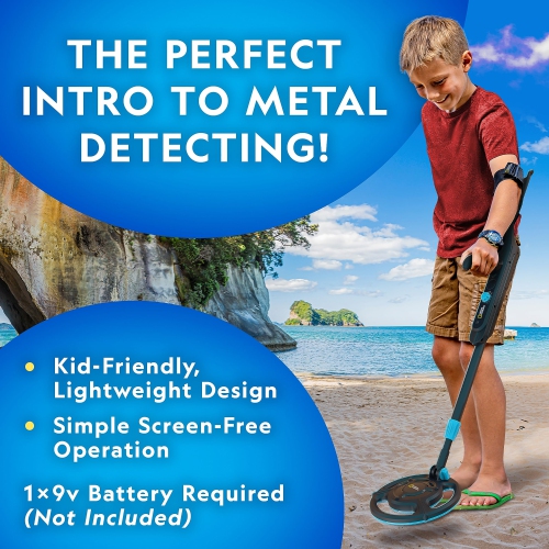 NATIONAL GEOGRAPHIC Starter Metal Detector Kit for Kids - Kids Metal Detector with 18.8 cm Waterproof Metal Detector Coi