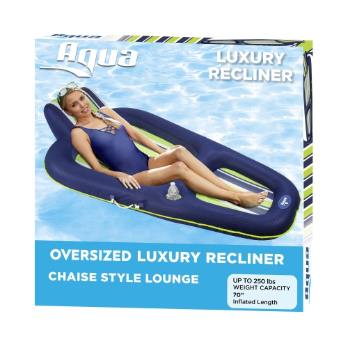 Aqua Luxury Pool Float Lounge, Extra Large, Heavy Duty, Inflatable Pool Floats for Adults with Headrest, Backrest, Footr