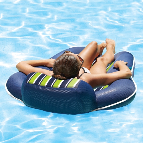 Aqua Luxury Pool Float Lounge, Extra Large, Heavy Duty, Inflatable Pool Floats for Adults with Headrest, Backrest, Footr