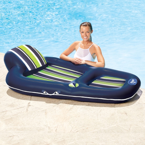 Aqua Luxury Pool Float Lounge, Extra Large, Heavy Duty, Inflatable Pool Floats for Adults with Headrest, Backrest, Footr