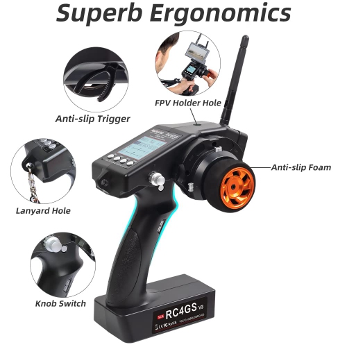 Radiolink RC4GS V3 5 Channels 2.4GHz RC Transmitter and R6FG Gyro Receiver, 30 Models Memory Surface Remote Controller f