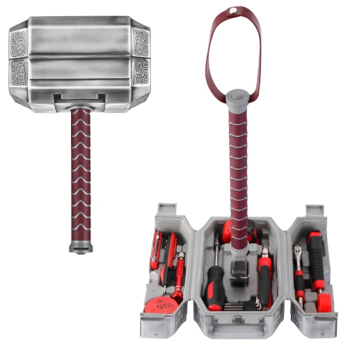 TOKKOT Thor Hammer Tool Box, Multifunctional Home Repair Tool Set Excellent Hand Tool Novelty Gift for Men as Halloween