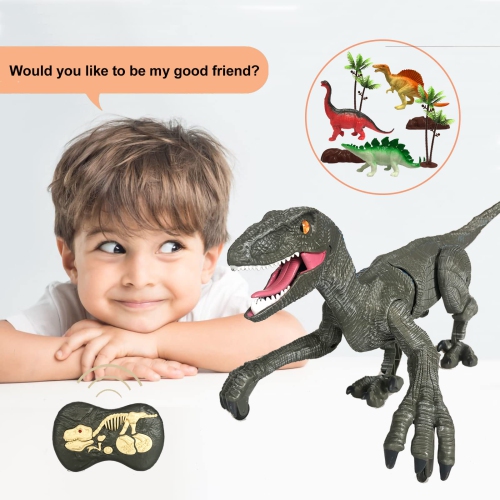 Remote Control Dinosaur Toys for Boys Kids Girls 3 4 5 6 7 8 Electronic RC Robot Toy Walking Roaring Velociraptor Realis