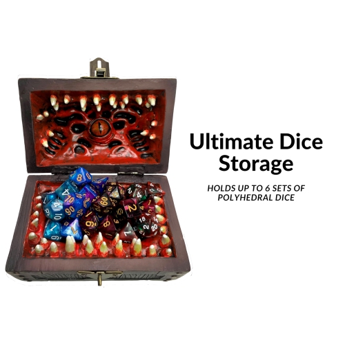 Galdor's Guild Mimic Chest Dice Storage Box | Free Lock & Key | Compatible with Dungeons & Dragons Players, Dungeon Mast