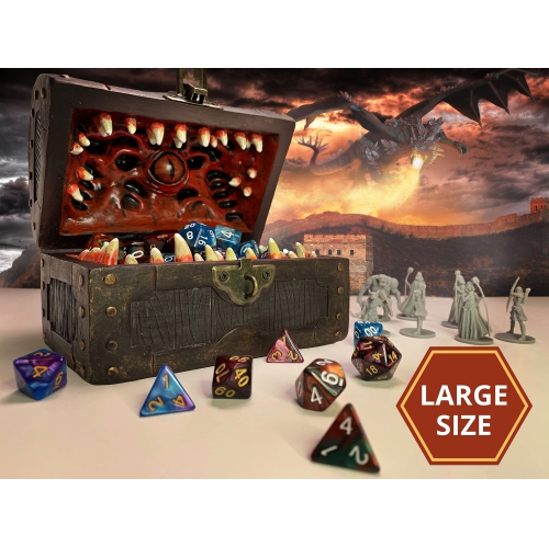 Galdor's Guild Mimic Chest Dice Storage Box | Free Lock & Key | Compatible with Dungeons & Dragons Players, Dungeon Mast