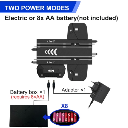 Ensembles de piste de course pour voitures à fente AGM MASETCH avec 4 superbes voitures à fente, une batterie ou une piste électrique, 2 manettes,