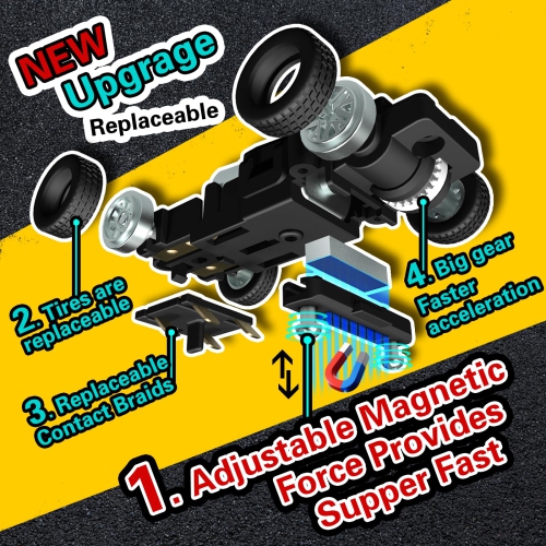 Ensembles de piste de course pour voitures à fente AGM MASETCH avec 4 superbes voitures à fente, une batterie ou une piste électrique, 2 manettes,